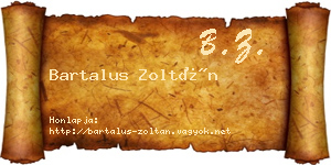 Bartalus Zoltán névjegykártya